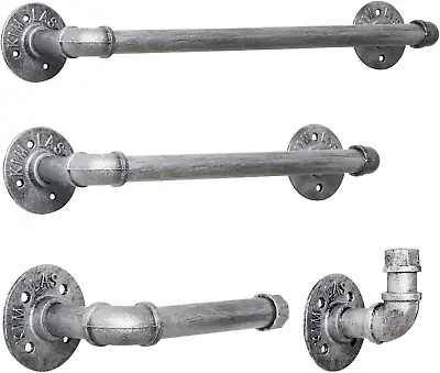 4-Pieces Industrial Pipe Towel Holder Set Rustic Steel Towel Rack Kit Farmhous • $56.99