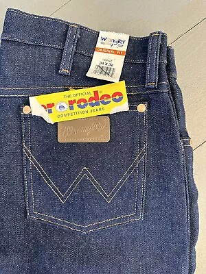 NWT Vintage Wrangler Pro Rodeo Blue Jeans 34x32 Original Cowboy Cut USA Made • $50