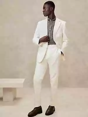 Banana Republic Caldo Italian Cotton Linen Suit Pant 31R Lamb White #815146 • $84.98