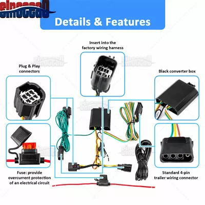 For 11-20 Dodge Grand Caravan 4-Pin Trailer Hitch Wire Harness Wiring Connector • $45.99