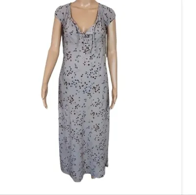 Vintage Floral Maxi Dress 60's 70's Size 12 Grey Brown Beautiful Details Retro • $37