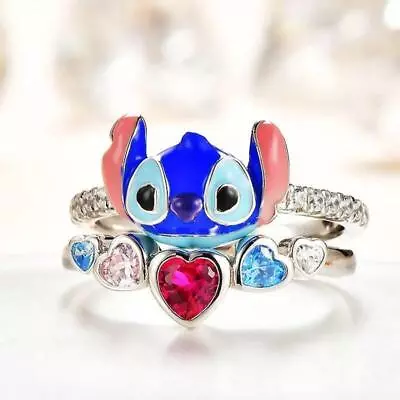 Anime Cartoon Lilo & Stitch Little Monster Angel Fashion Ring Adult Jewelry Gift • $12