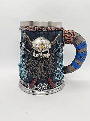 Valhalla Viking Stainless Steel One-Handed Horn Skull Beer Mug Nordic Viking... • $40