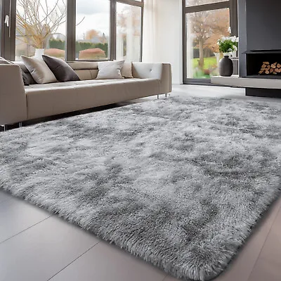 Fluffy Rugs Large Shaggy Rug Bedroom Living Room Anti Slip Soft Carpet Floor Mat • £7.99