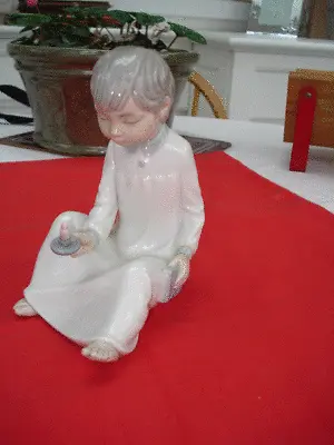 1970's Boy Holding A Candle China Figure-nao-  Gift For Nan-mum-from Her Son? • £14