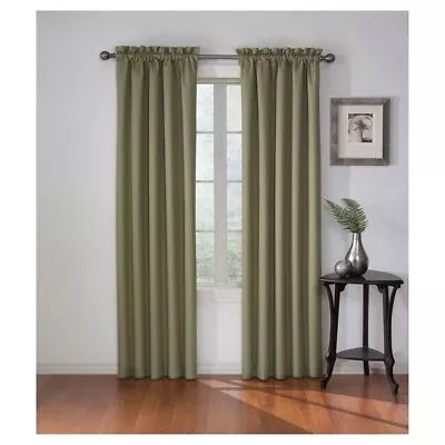 Eclipse Corinne Olive Green Thermaback Curtain Panelm42in X 95in Blackout • $16.95