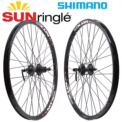 26  Sun Ringle MTX33 Front & Rear MTB Bike Disc Black QR Wheelset W Shimano Hubs • $178.50