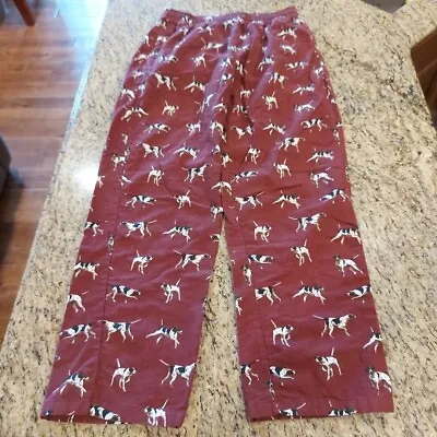 L.L. Bean Men's Flannel Pajama Pants Size Medium 100% Cotton Hunting Dogs Maroon • $17.50