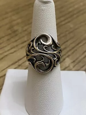 Kabana Sterling Silver Designer Signed Open Work Wide Statement Ring Size 7.5 • $45