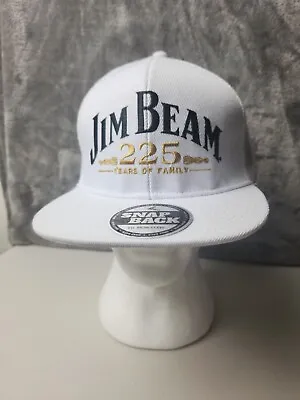 JIM BEAM White Fitted Snapback Cap Hat Cotton Polyester Blend L/XL • $29.99
