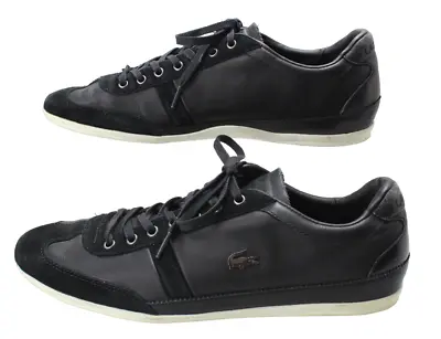 LACOSTE Misano 33 SRM Sneakers Men's UK 10 Leather Low Top Lace Up Black • £47.99
