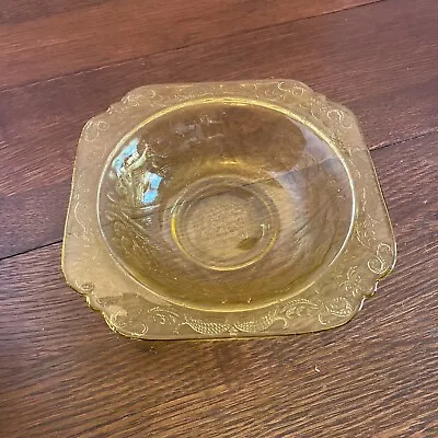 Amber Yellow Depression Glass 7” Fruit Dessert Bowl Vintage • $9.20
