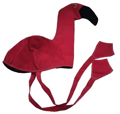 Pink Flamingo Hat Fabric Tie FEET Adjustable Unique Party FUNNY Gift BIRD Plush! • $14.99