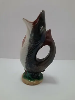 Antique Majolica Gurgling Fish Pottery Jug Pitcher Chip On Fin • $157.50