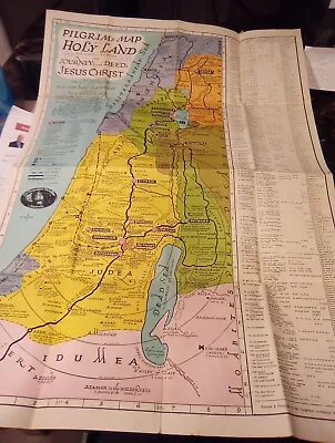 Pilgrims Map If The Holy Land Vintage Map Great For Any Collection! • $5