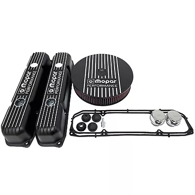 NOS Mopar 383 400 440 Valve Cover & Air Cleaner Kit - Black Finned - Die Cast • $425