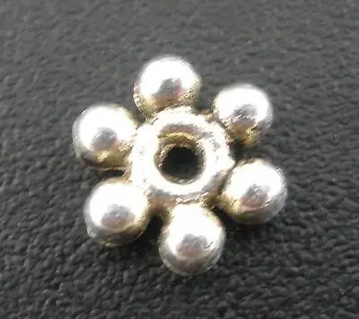 100 ANTIQUE SILVER DAISY SPACER BEADS ~ 6mm ~ BRACELETS~NECKLACE~EARRINGS  (72C) • £2.45