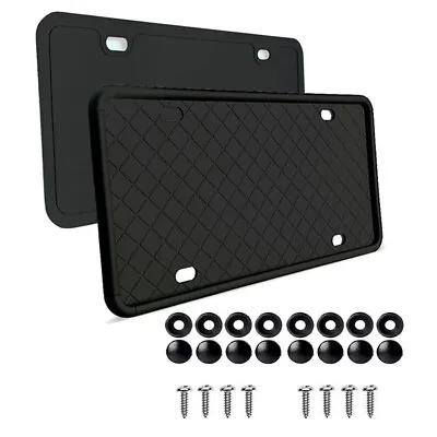 Car Front Rear License Plate Frame Soft Silicone Rubber Holder 31x16CM 2Pcs Set • $26.90