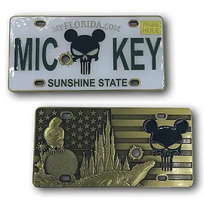 Mickey Mouse Skull License Plate Challenge Coin Disney Parody Police Security ZH • $9.99