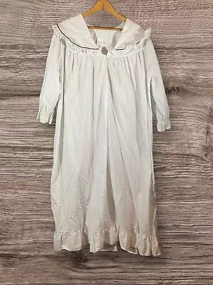 Merville Women’s Vintage Cotton White Polka Dot Nightgown Size Large Made In USA • $19.50