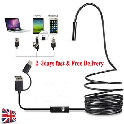 USB Endoscope Borescope Inspection Tube HD Camera For Android Mobile Phone UK • £8.59