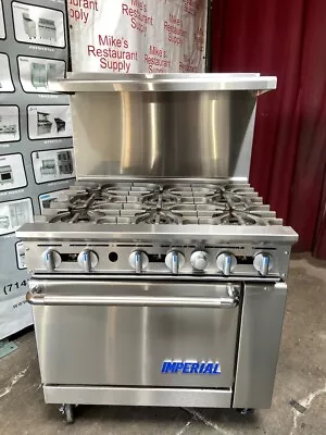 6 Burner Range & Gas Conventional Gas Oven 36  Imperial IR-6 On Wheels #1955 NSF • $2999.99