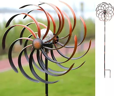 Backyard Windmill Kinetic Wind SpinSoner Lar Light Yard Decor Outdoor Metal 75in • $59.77