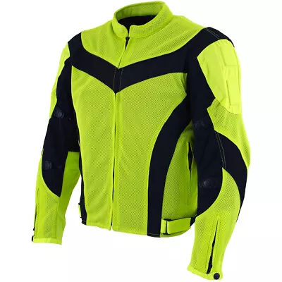 Xelement CF-6019-66 Men's 'Invasion' Neon Green Textile Motorcycle Jacket Wit • $84.99