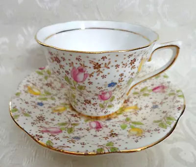 Rosina Bone China  Teacup & Sauce R  June   Floral Chintz 4974    England • $14.99