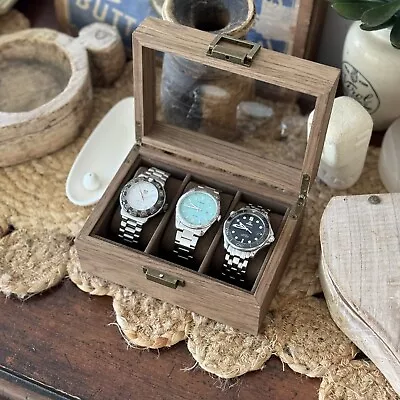 Wooden Watch Display Box 3 Slots Australia / Soft Bottom • $74.99