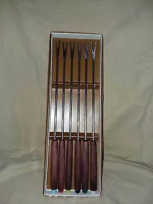 Vintage Enesco 6 Piece Fondue Forks Stainless Steel  In Box • $11.99