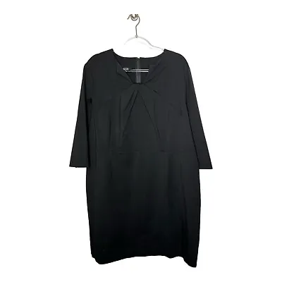 Misook Black Dress Womens Size XL Modest Knee Length 3/4 Sleeves Lined Minimal • $31.42