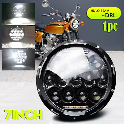 7 Inch 85W LED Projector Black Motorcycle Headlight Hi/Lo + DRL E-mark Approved • £22.99