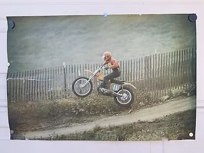 Husqvarna Motorcycle Jumping Racing Vintage  3765 1970's 24  X 36  Poster #135 • $29.99