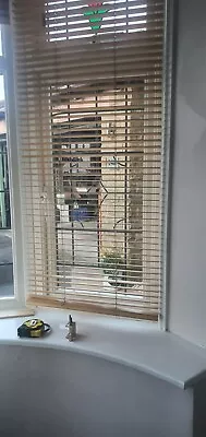 Real Wood Venetian Blinds Horizontal Wooden Slat Valance Hanging Window Privacy • £10