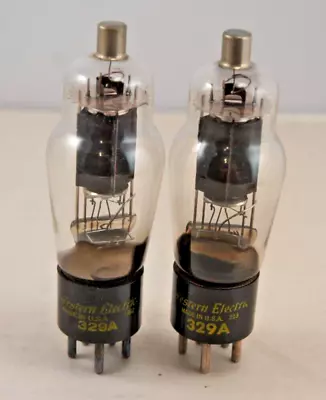 Pair Western Electric 329A Audio Tubes Tests 51 & 48 Min 31. Guaranteed • $99