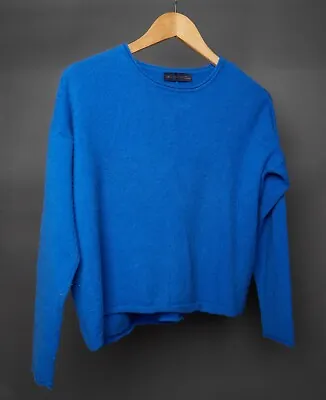 M&S Women's Cardigan /UK 10/ Blue 100% Cashmere Round Neck Cardigan. • £21