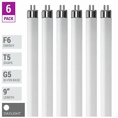 F6T5 D 65K Fluorescent Tube 9  Inches 6W Watt T5 Mini Bi 2-Pin G5 Daylight • $13.95