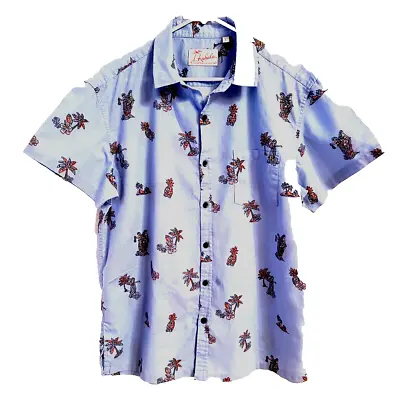 Kahala Short-Sleeve Hula Girls Print Hawaiian Linen Cotton Blend Shirt Men's L • $19.99