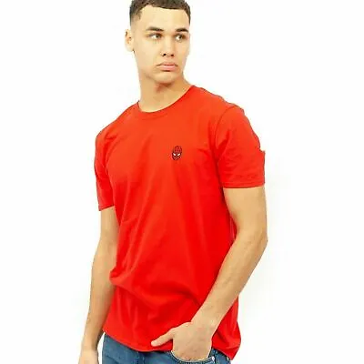 Official Marvel Mens Spiderman Head Embroidered T-shirt Red S - XXL • £13.99