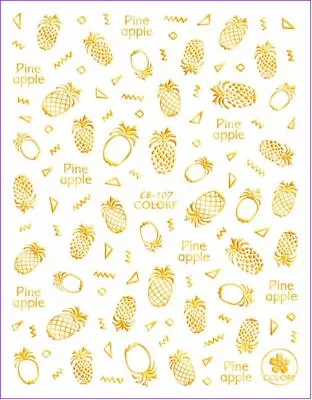 Nail Art 3D Decal Stickers Gold Design Pineapple CB107 • $3.19