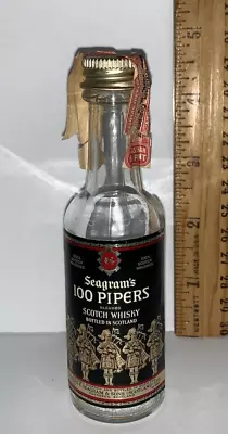 Vintage Miniature Liquor 100 Pipers Scotch Whiskey Mini Bottle Tax Stamp • $10