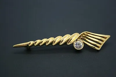 Vintage Spiral Staff Rhinestone Gold Tone Brooch Elegant Pin • $0.99