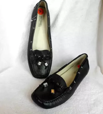 NWOT MICHAEL KORS Black Leather Loafers Flats Driving Moccasin Women's SZ 9.5 M • $34