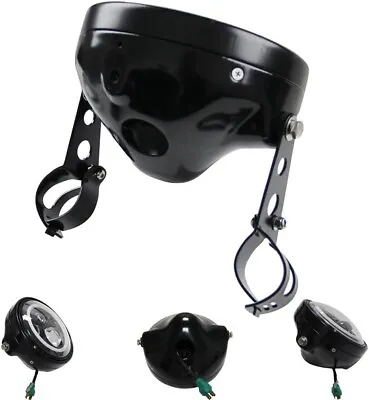 7 Inch Round Motorcycle Universal Headlight Bucket Housing W/ Bracket For Harley • $44.99