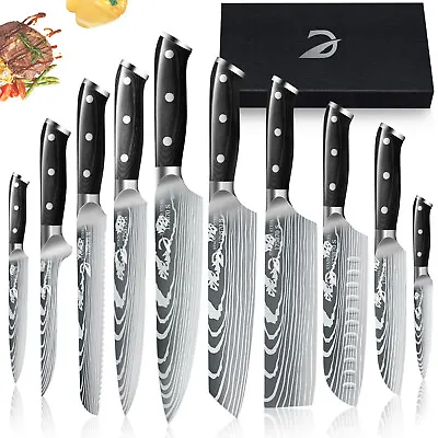 Kitchen Knife Set Japanese Damascus Pattern Chef Knives Stainless Steel Cleaver • $9.88