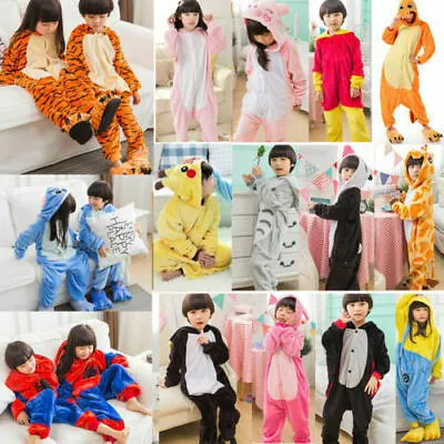 Gift Kids Costume Fancy Dress Cosplay Onsie01 Child Unisex Hooded Animal Pajamas • £19.19