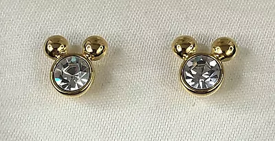 Napier Disney Mickey & Co. Stud Earrings Crystals Vtg Gold Tone April Birthstone • $24.98