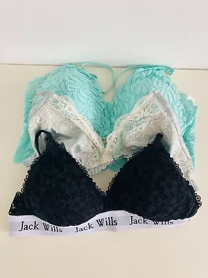 £6.99 • Buy Bralette Bundle Lot X3 Jack Wills Green Lace Set Xs S