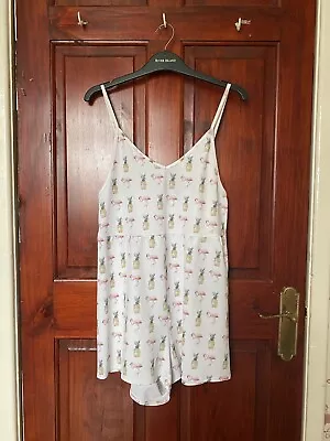 Oh My Love White Pineapple Flamingo Strappy Playsuit Size XS • £9.99